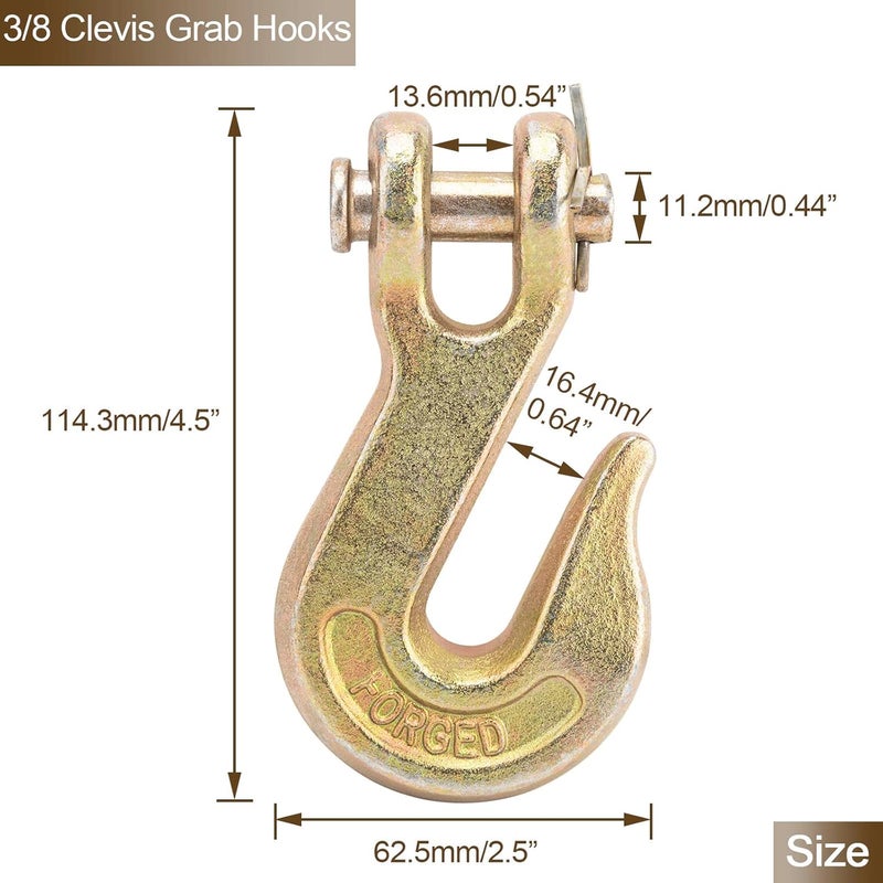 9TH SHOP 3/8" Grab Hook, Clevis Hook for Chain - Grade 70 (G70) Heavy Duty, 6600 lbs Break Strength - Fits 3/8" Truck, Trailer, Tow & Transport Chains (10 Pack) - Image 4